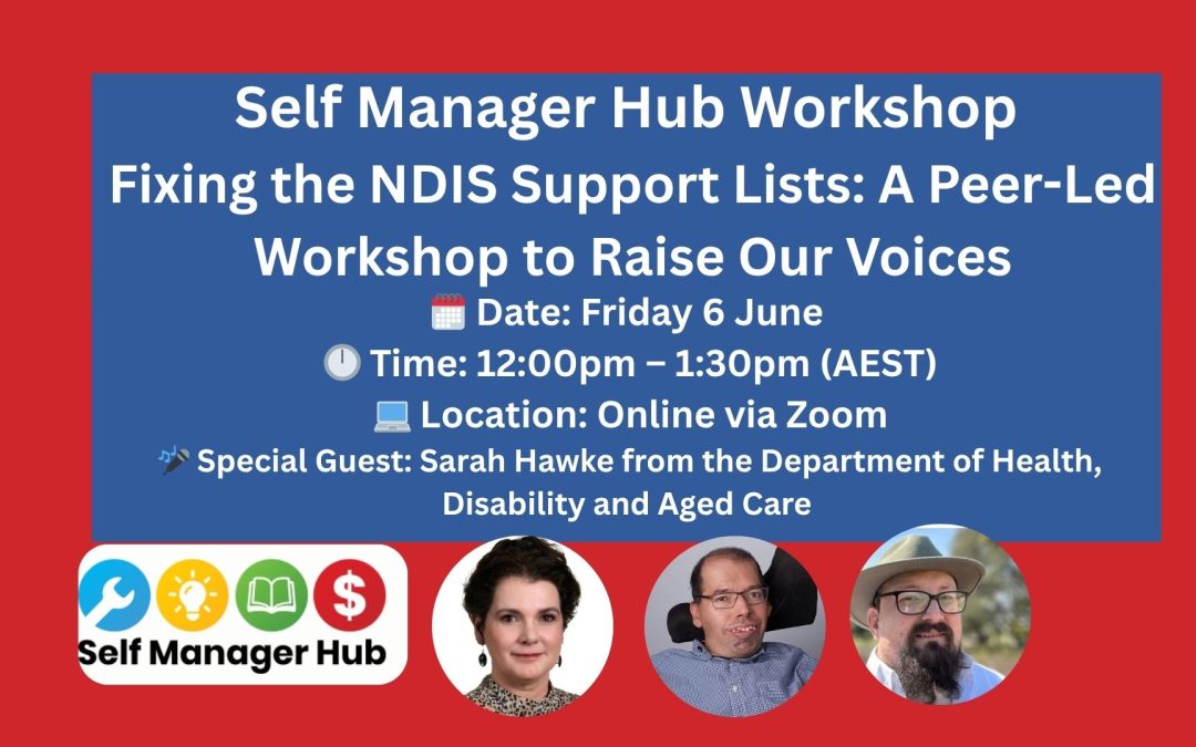 Self Manager Hub Workshop – Fixing the NDIS Support Lists