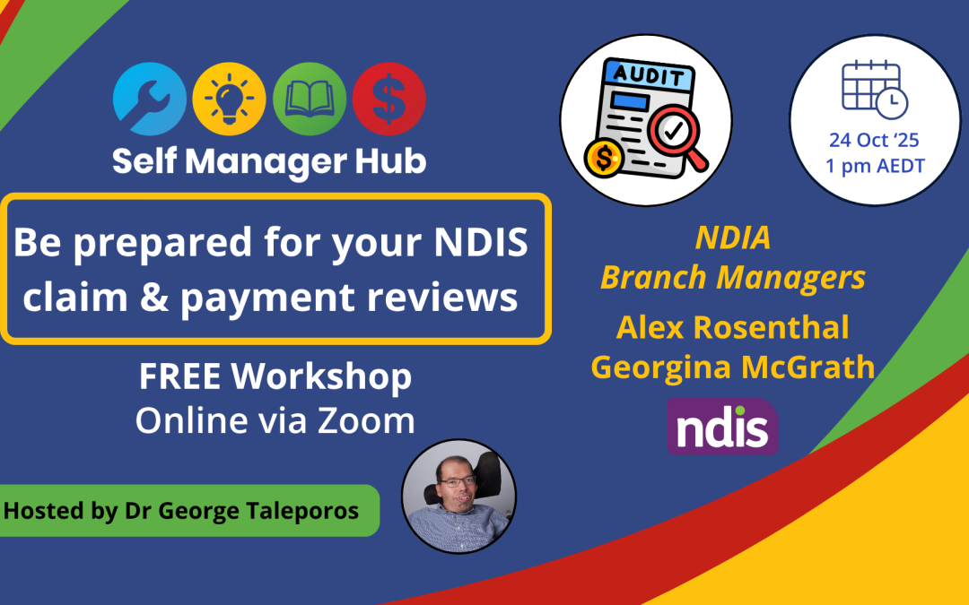 New Workshop: Be prepared for your NDIS claim & payment reviewsBy Erica Smith Keywords | News | Self Manager Hub | Record Keeping | self management | reviewsCategory | NDIS Fund Management | News | Keep your recordsFormats | Event